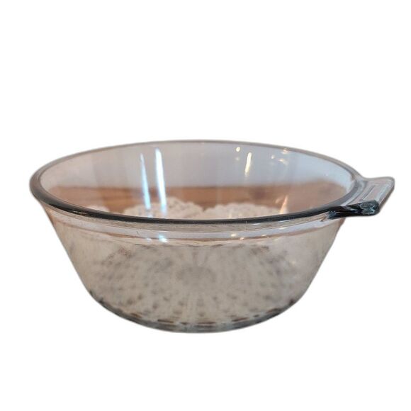 1940s Pyrex Flameware Top of Stove Ware 6.5" Blue Tint Sauce Pan 832-B No Handle - Picture 1 of 14